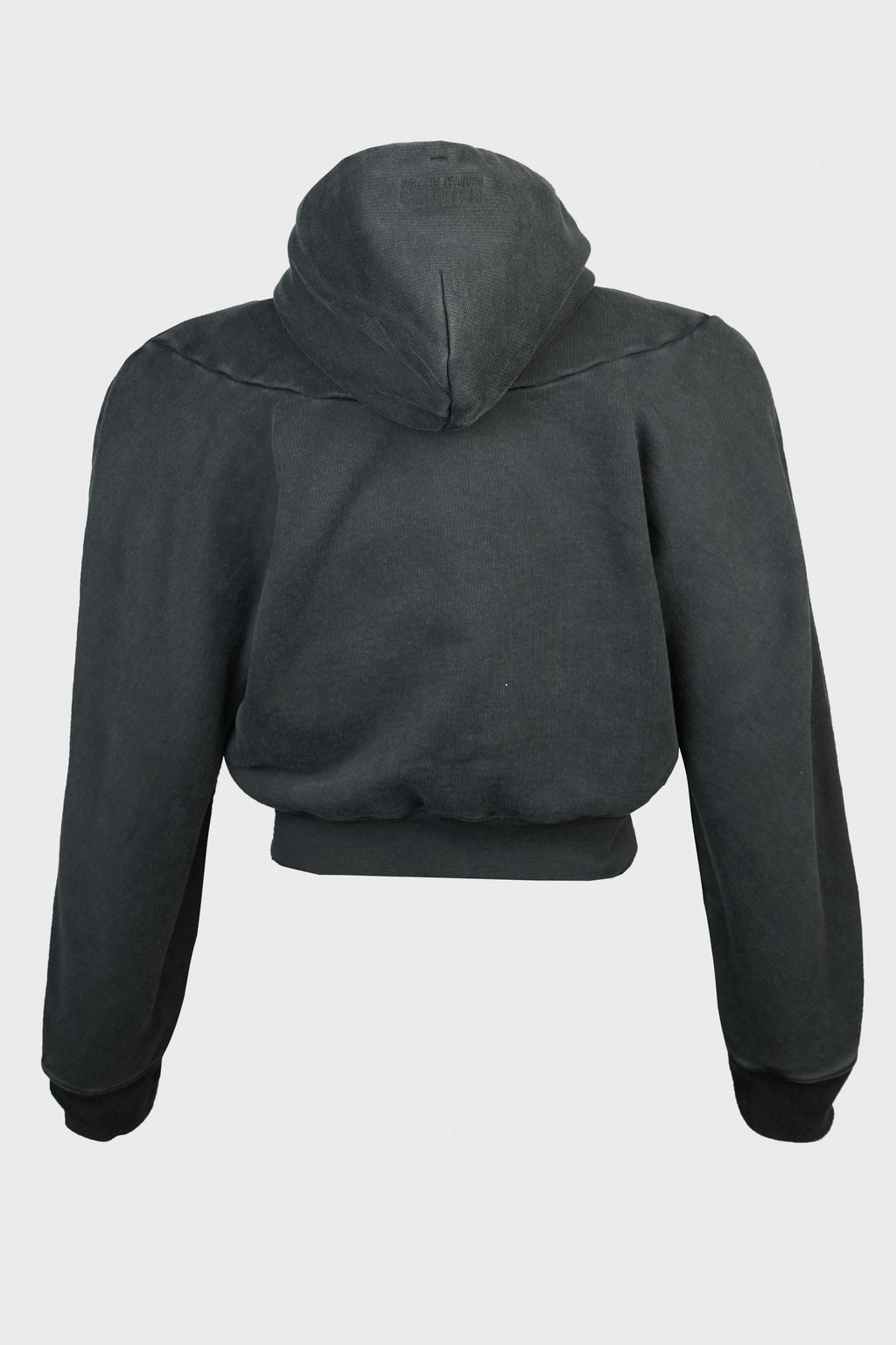 ROUND SHOULDER ZIP-UP HOODIE BLACK