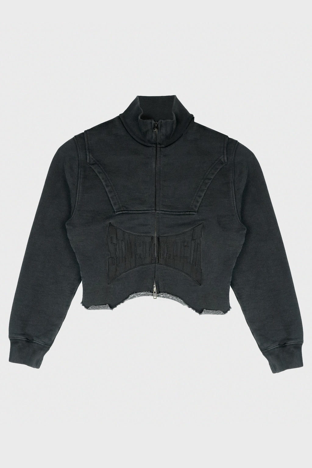 UPSIDE-DOWN LOGO ZIP-UP HOODIE BLACK