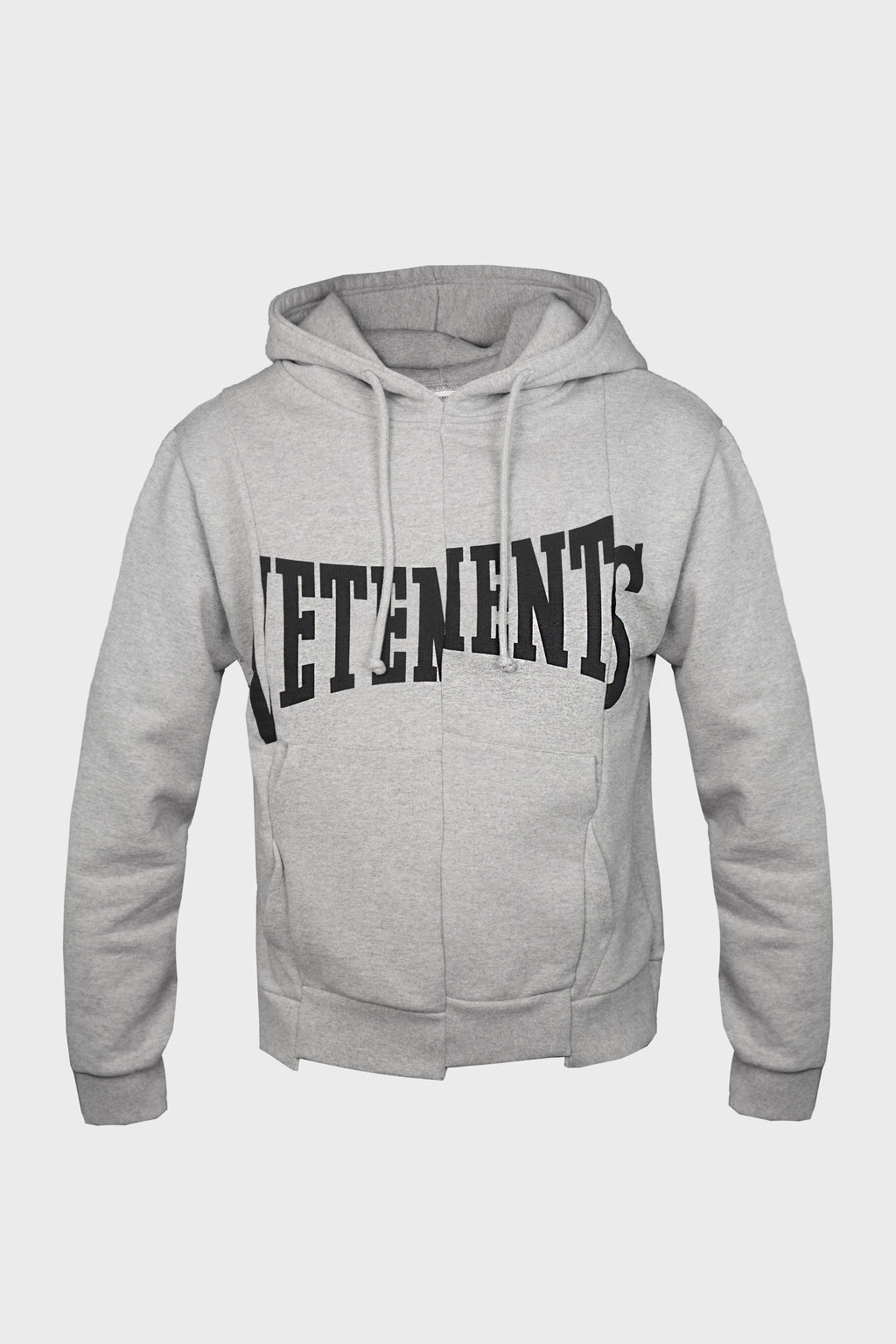 CUT-UP LOGO FITTED HOODIE GREY MELANGE