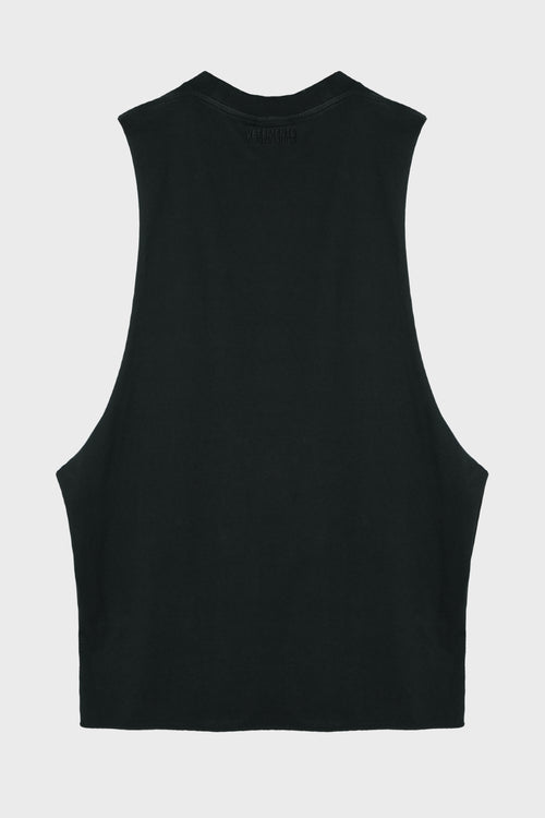 BIKER LEATHER CROSS JERSEY MUSCLE T-SHIRT BLACK