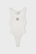 BIKER CROSS LOGO BODYSUIT WHITE
