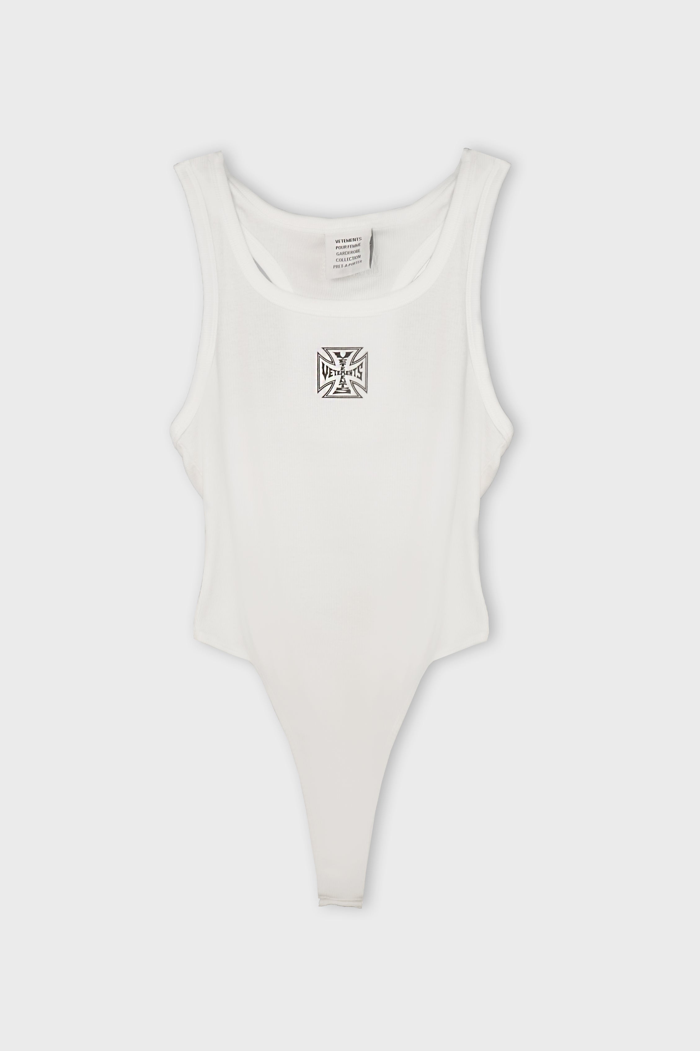 BIKER CROSS LOGO BODYSUIT WHITE