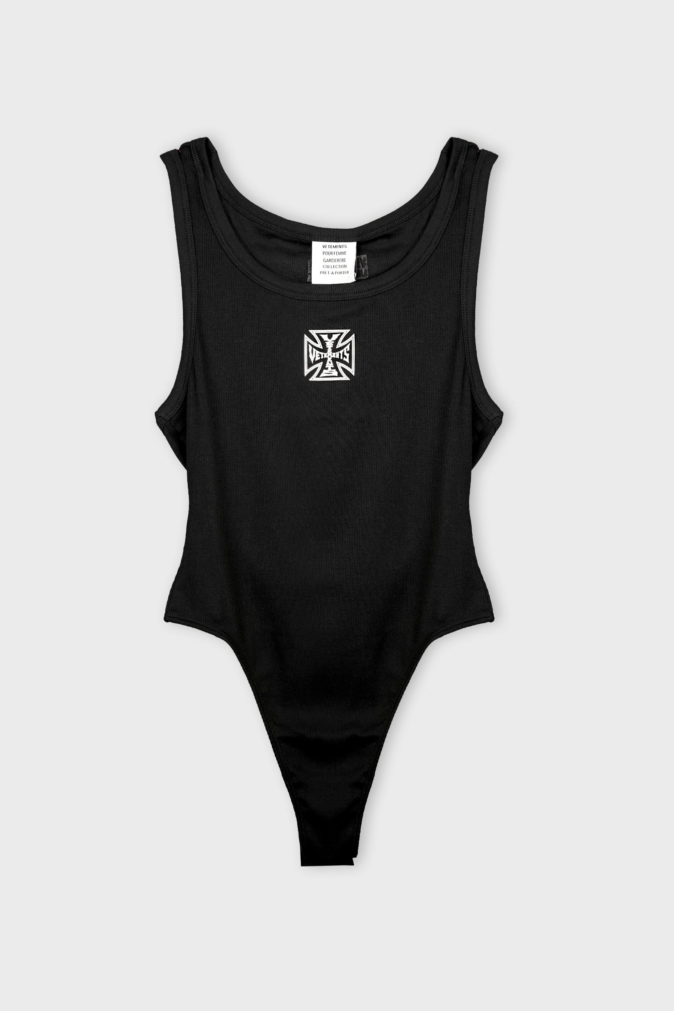 BIKER CROSS LOGO BODYSUIT BLACK