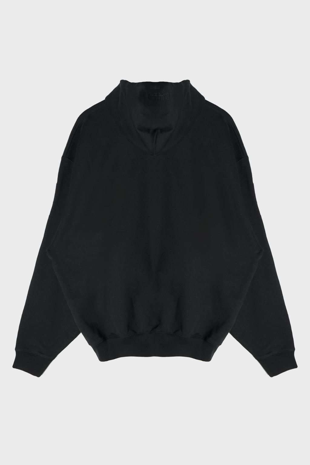 LEATHER BIKER CROSS ZIP-UP HOODIE BLACK