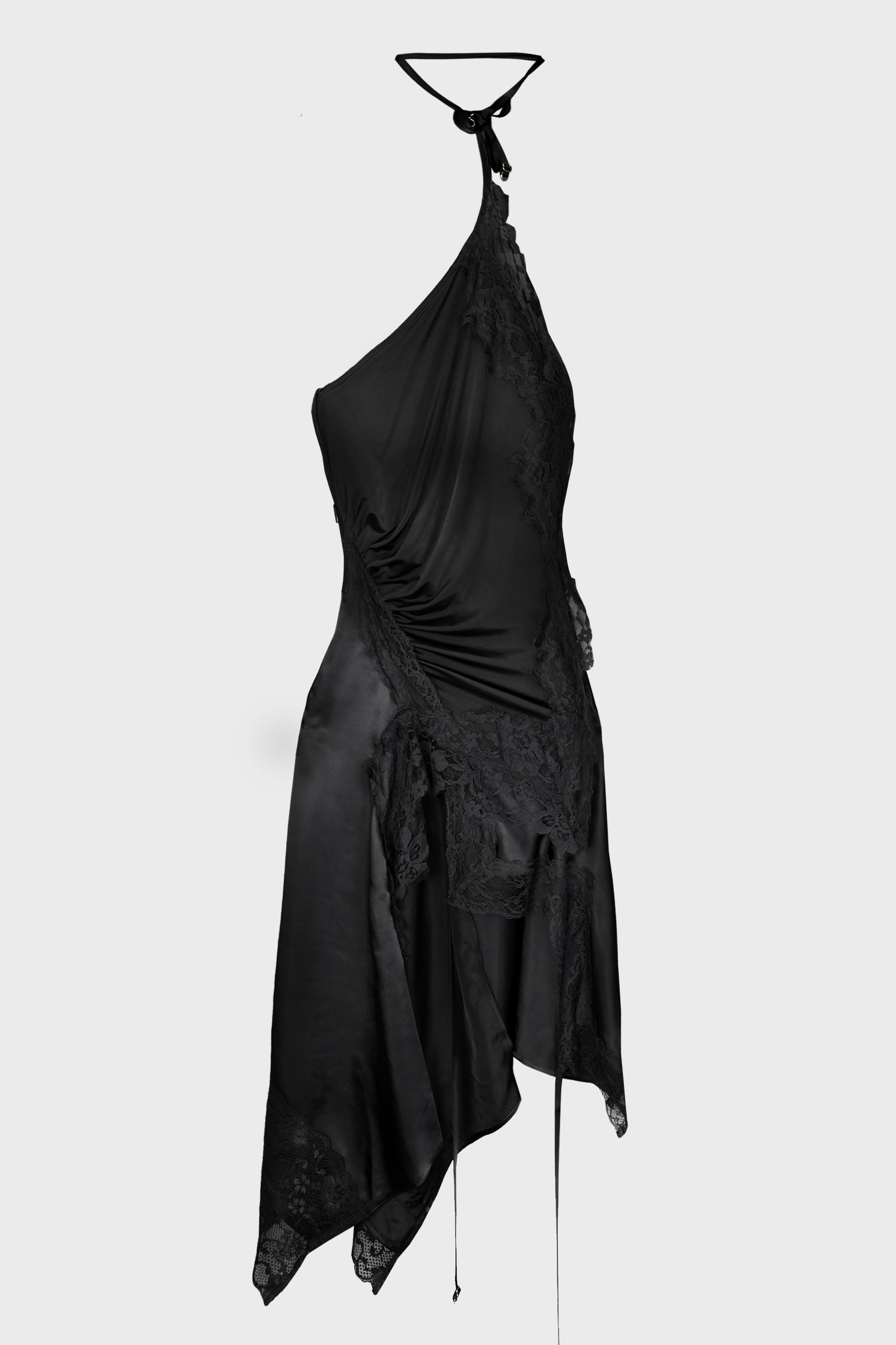 REWORKED LINGERIE MINI DRESS BLACK