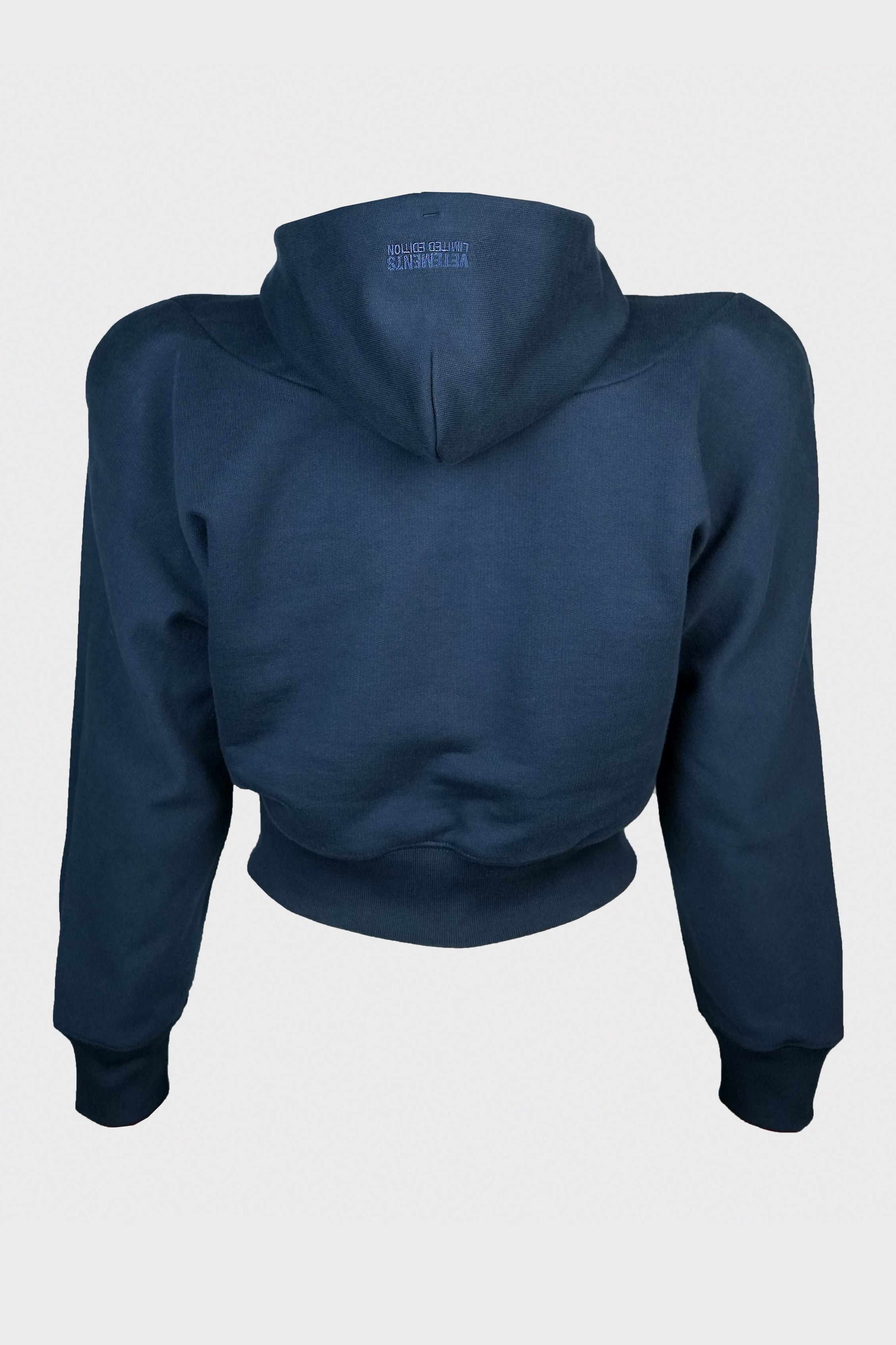 VETEMENTS - ALPHABET ROUND SHOULDER ZIP-UP HOODIE NAVY – LABSTORE