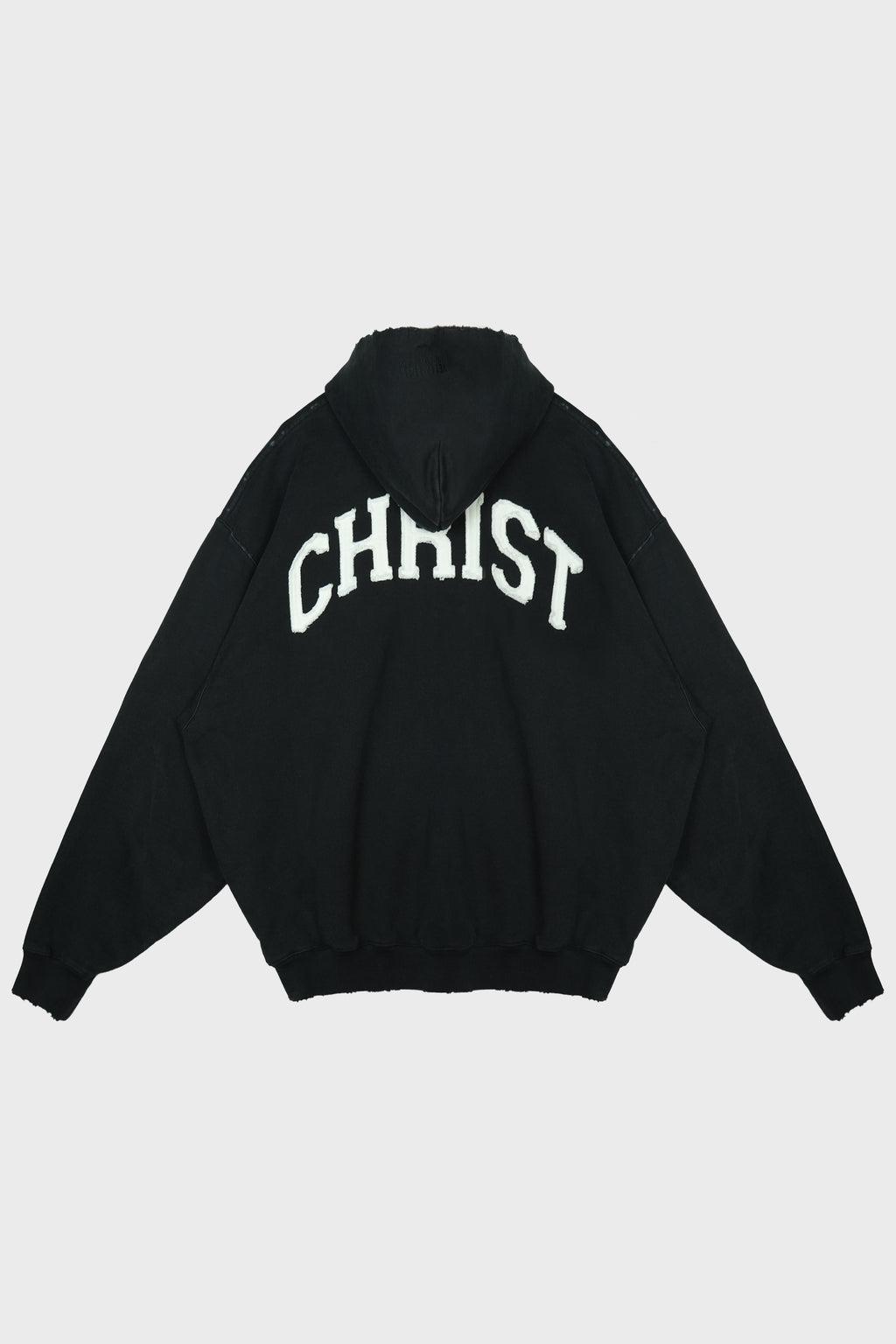 JESUS CHRIST ZIP-UP HOODIE WASHED-OUT BLACK