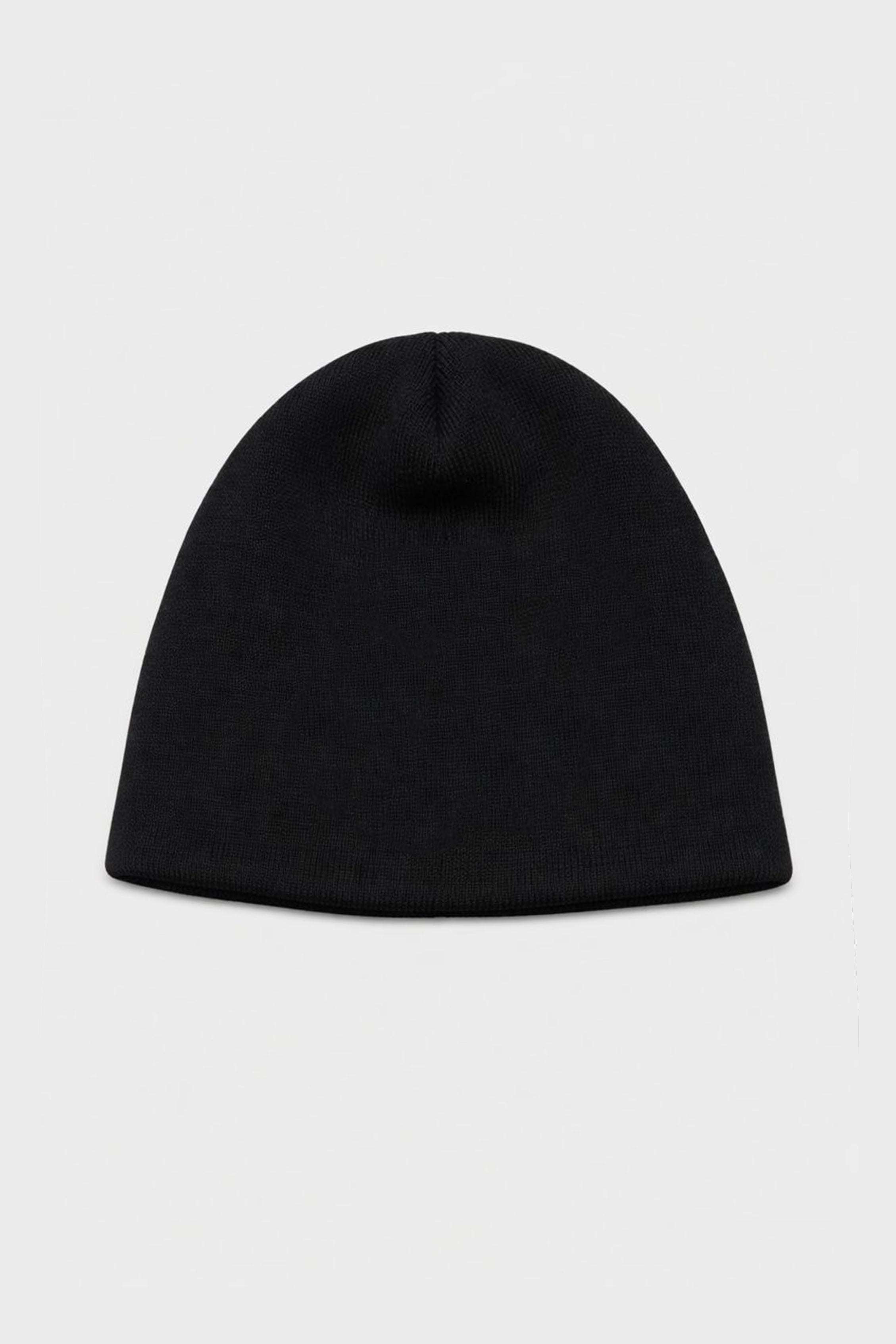 LEATHER BIKER CROSS LOGO BEANIE BLACK