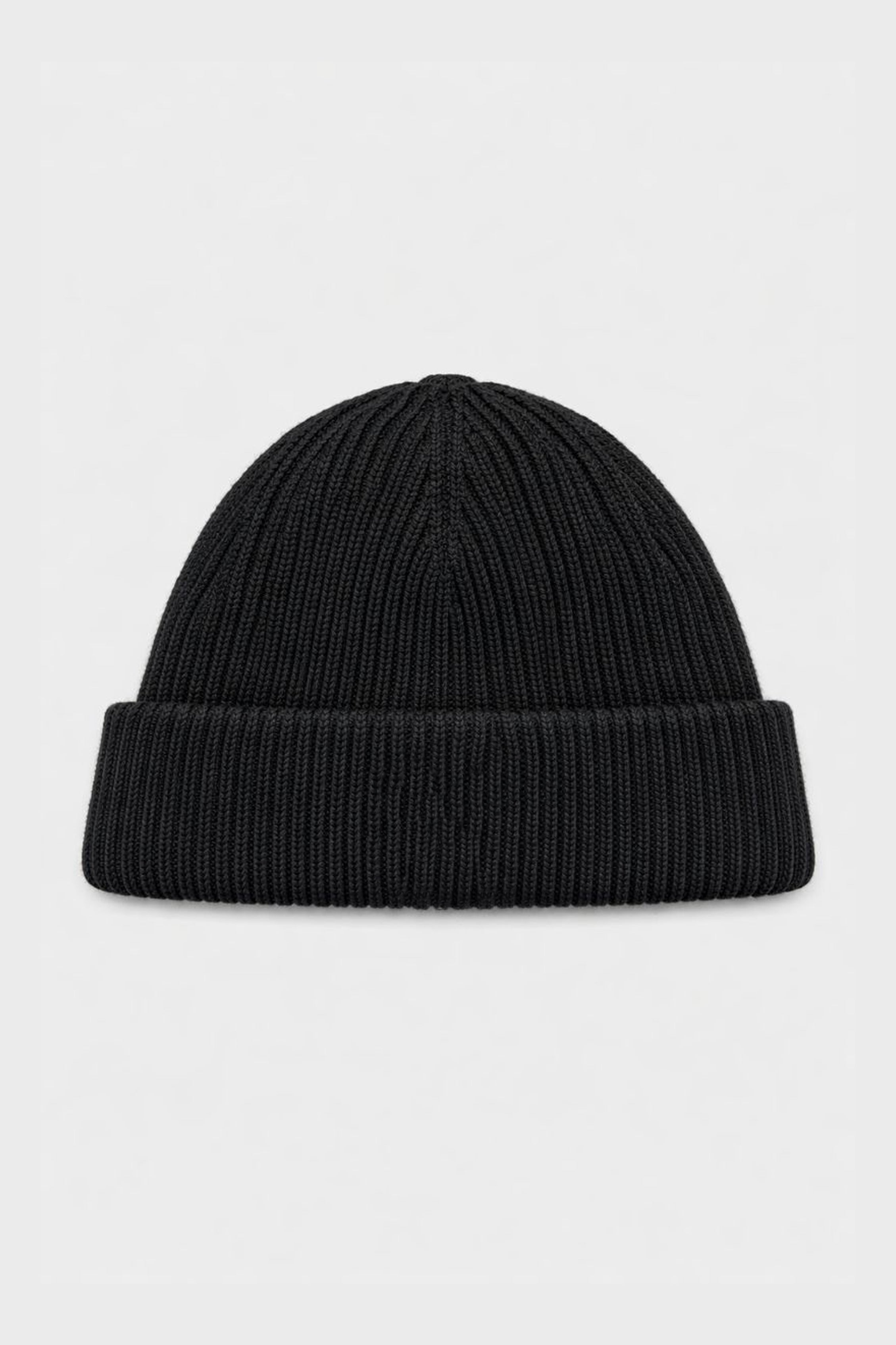 LEATHER BIKER CROSS LABEL BEANIE BLACK