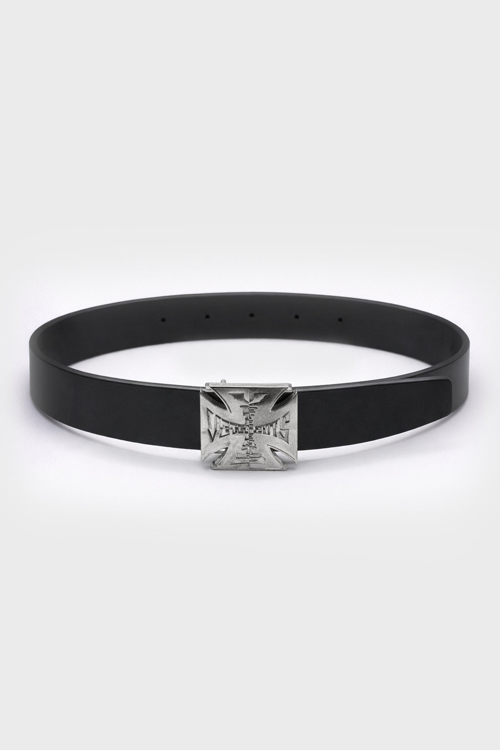 METAL BIKER CROSS LOGO BELT BLACK / SILVER