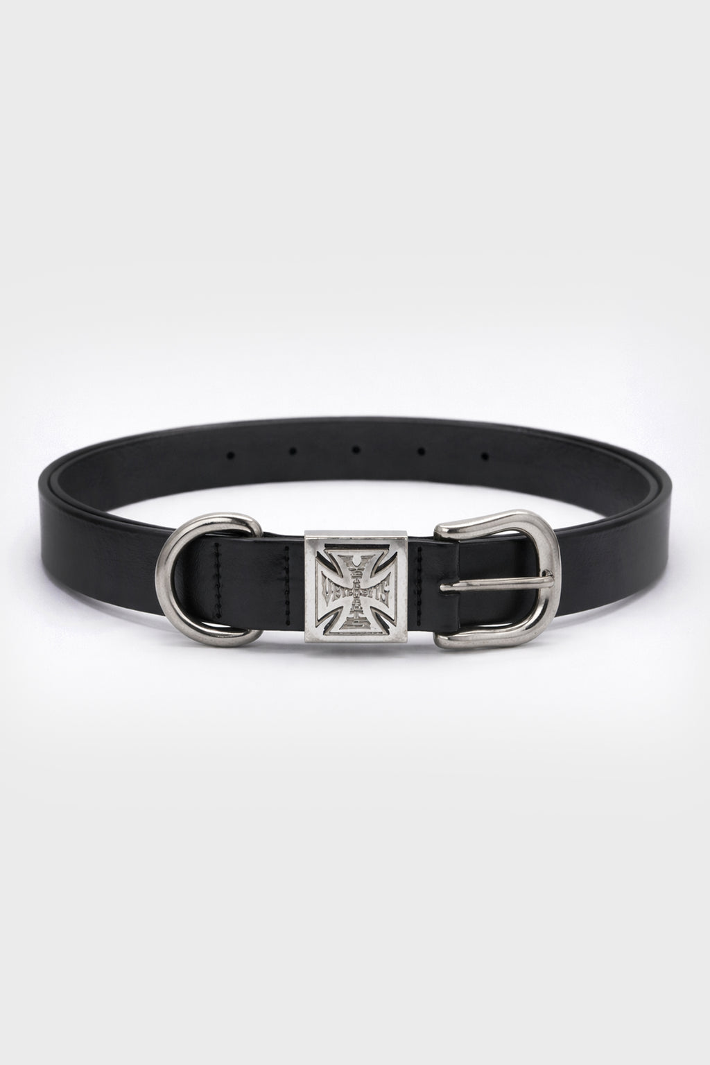 BIKER CROSS LOGO ID-BELT BLACK / SILVER