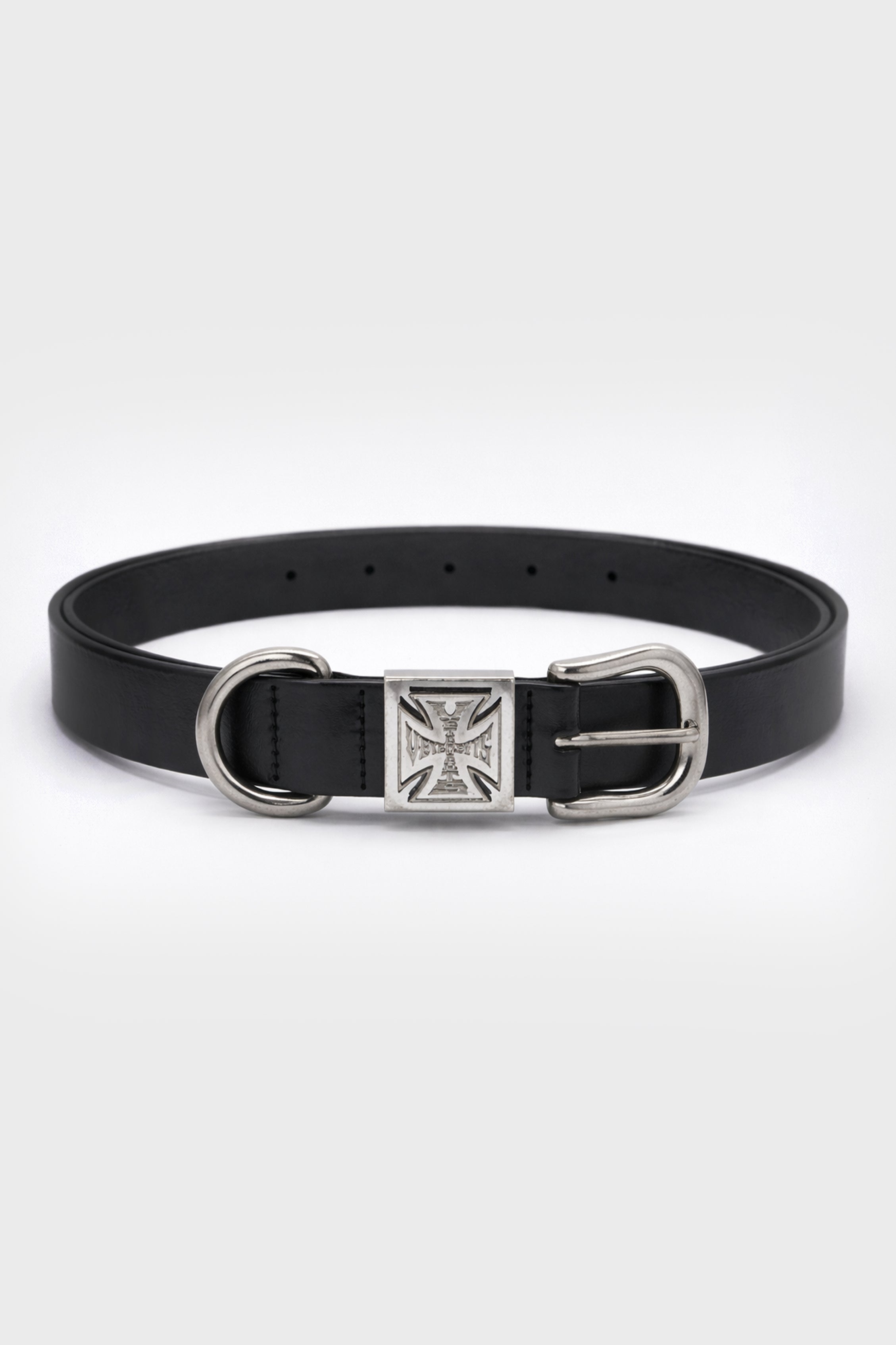BIKER CROSS LOGO ID-BELT BLACK / SILVER