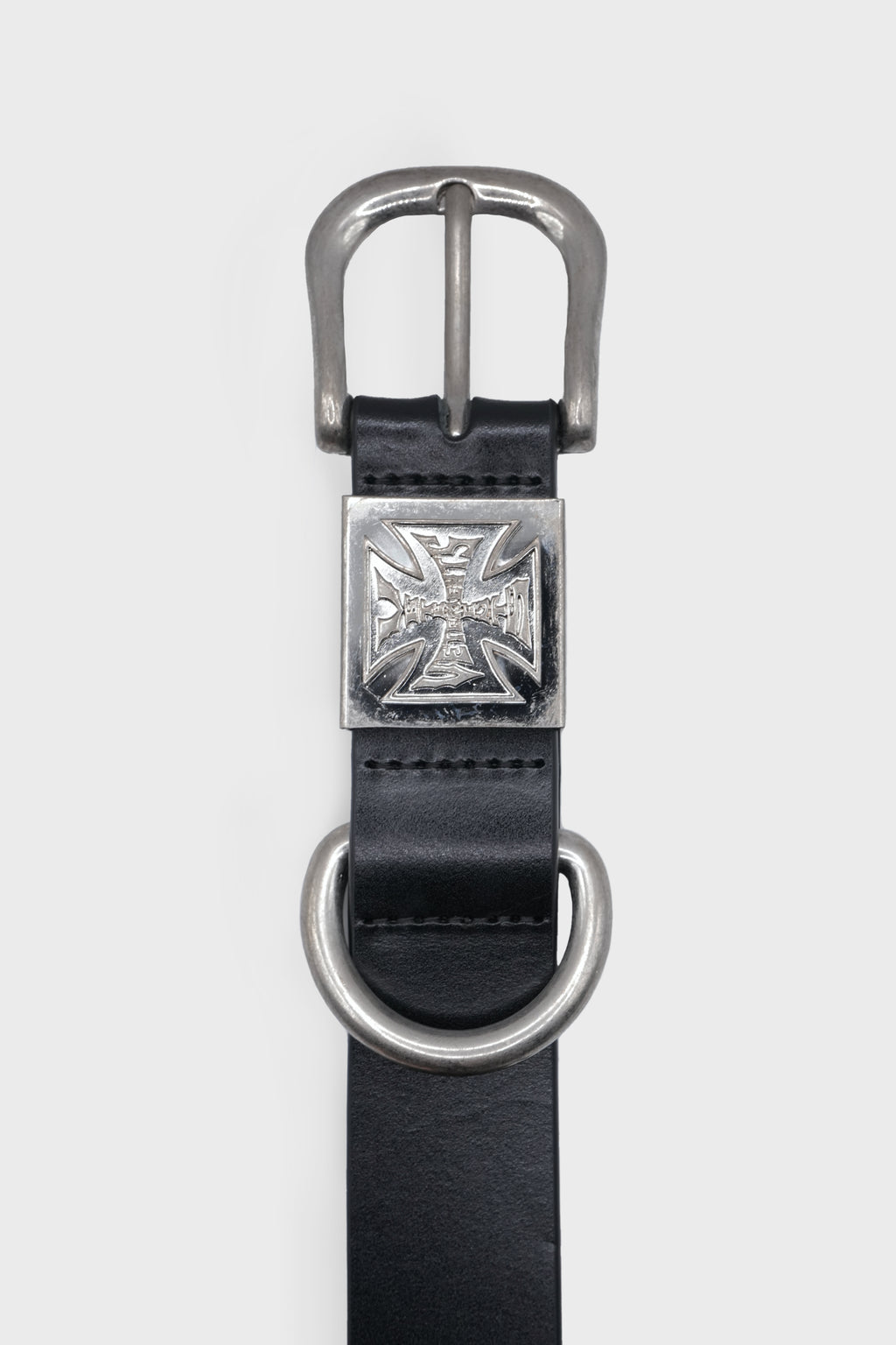 BIKER CROSS LOGO ID-BELT BLACK / SILVER