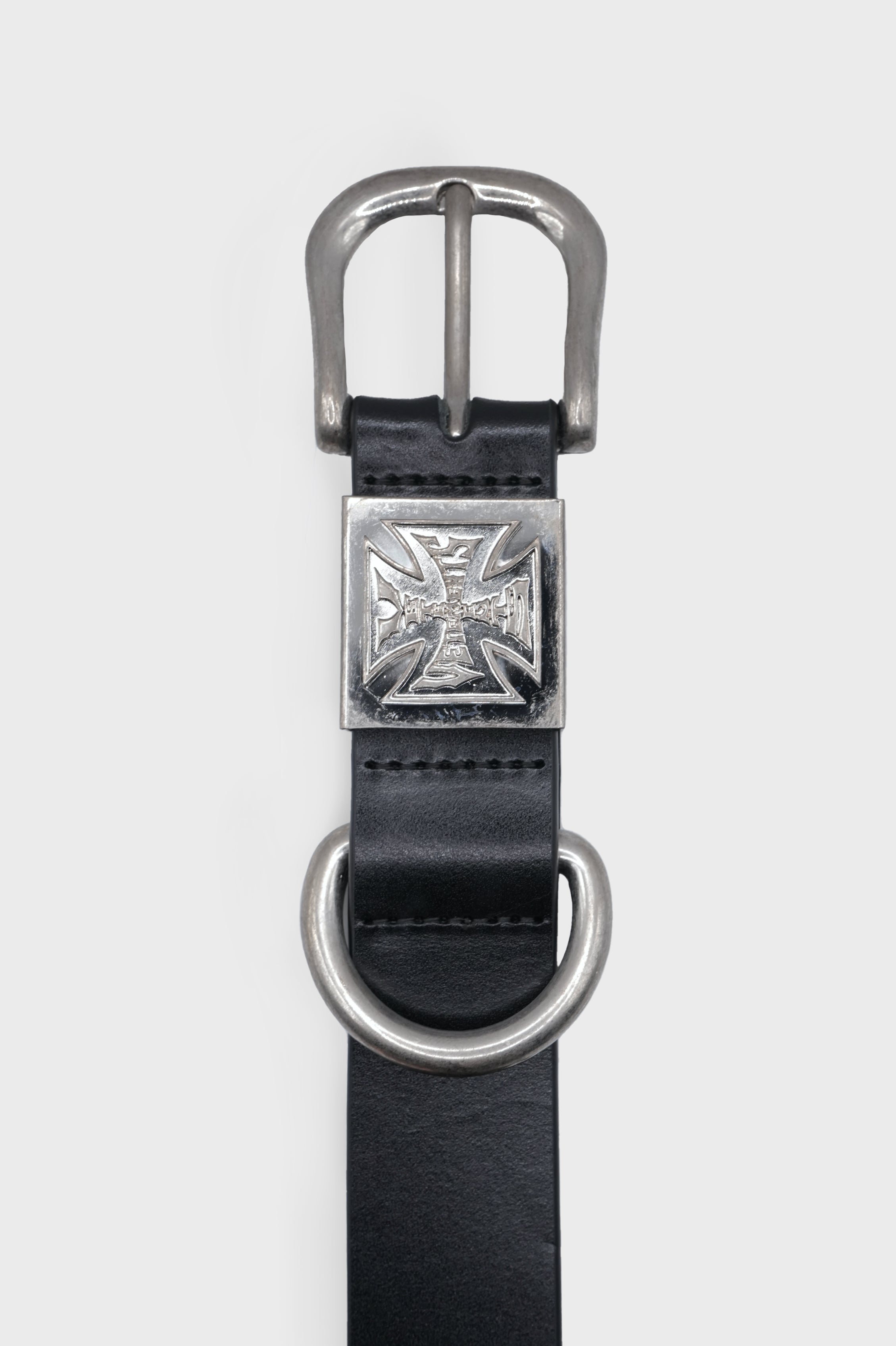 BIKER CROSS LOGO ID-BELT BLACK / SILVER