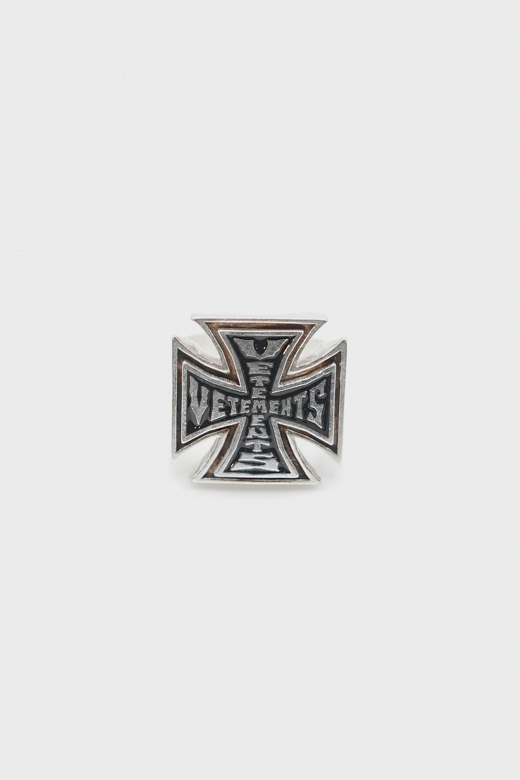 TRIPPLE BIKER CROSS LOGO RING SILVER