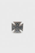TRIPPLE BIKER CROSS LOGO RING SILVER