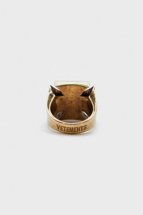 BIKER CROSS LOGO RING GOLD