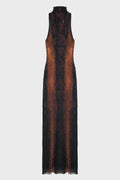MESH HIGH NECK LONG DRESS PRINTED "PYTHON"