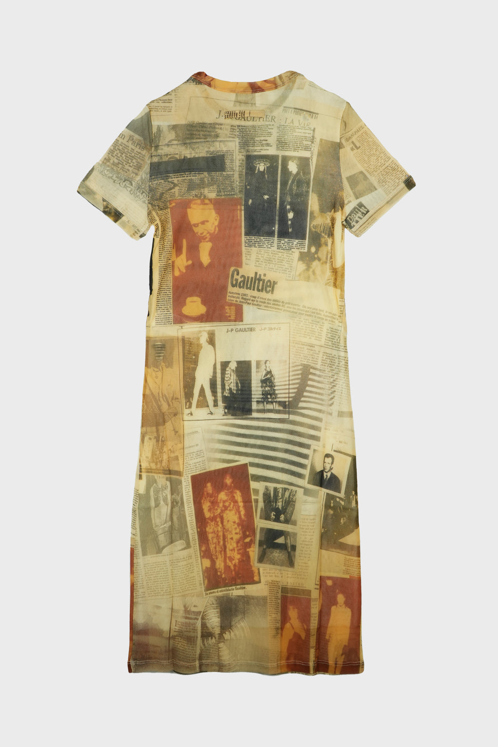 MESH SHORT DRESS PRINTED "JOURNAL"