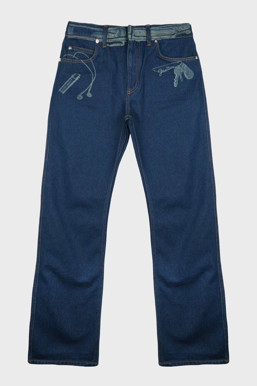 JEANS WITH TROMPE L'OEIL PRINT