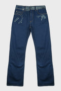 JEANS WITH TROMPE L'OEIL PRINT
