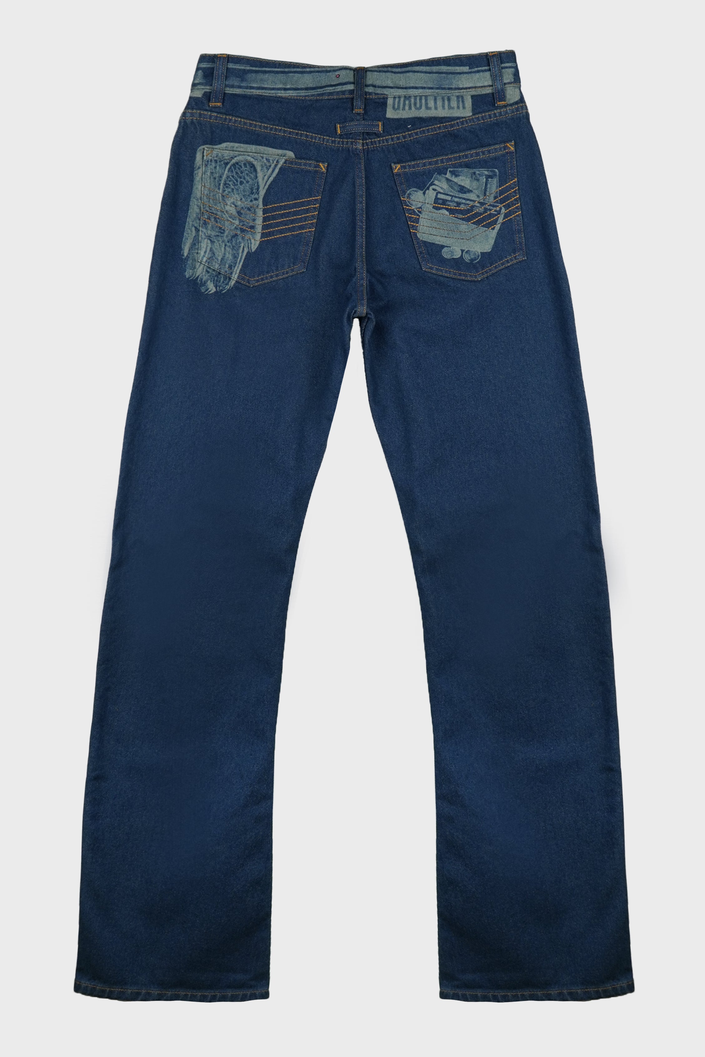 JEANS WITH TROMPE L'OEIL PRINT