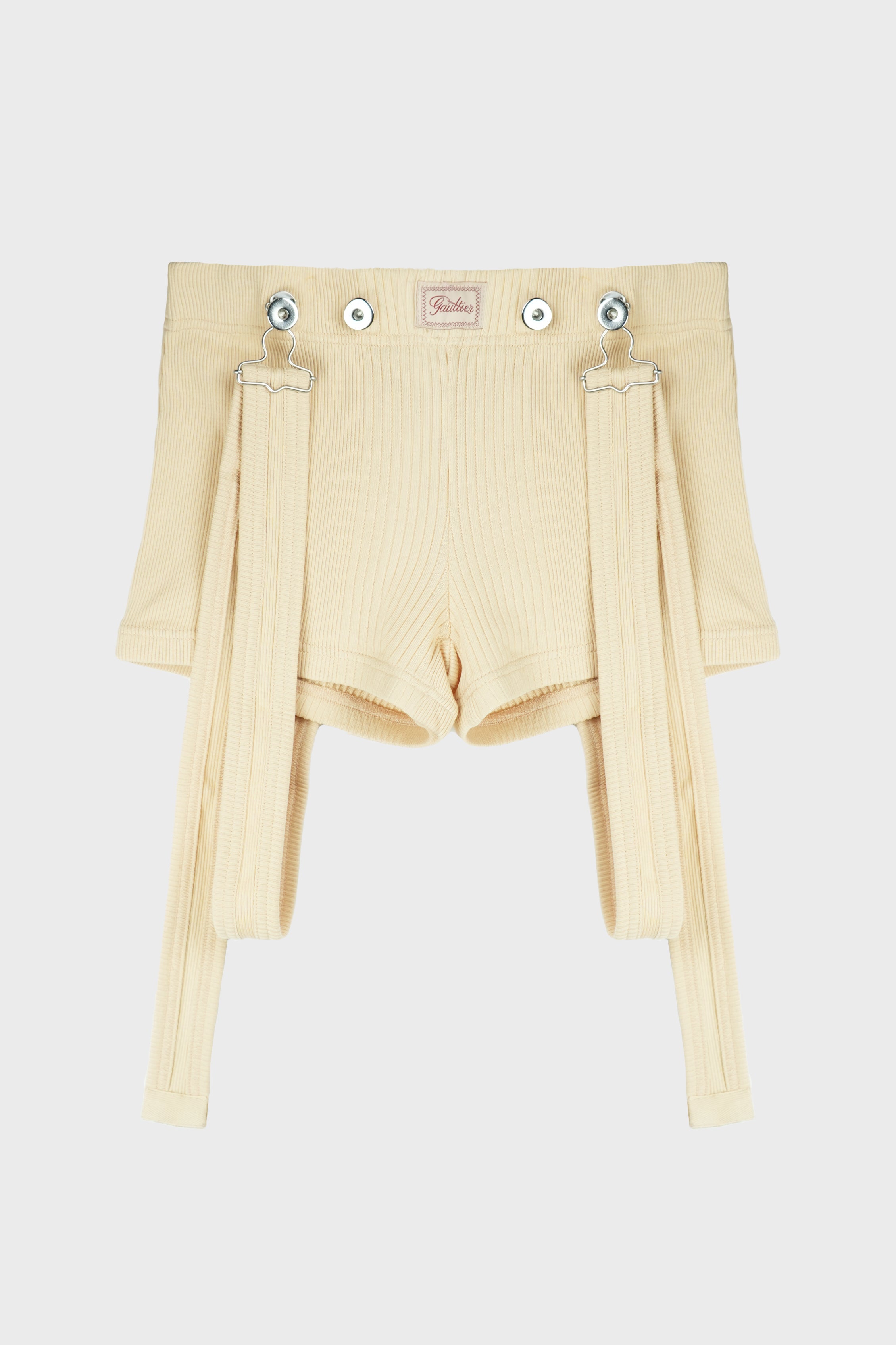 SHORT W/ "GAULTIER" PATCH & OVERALL BUCKLES NUDE