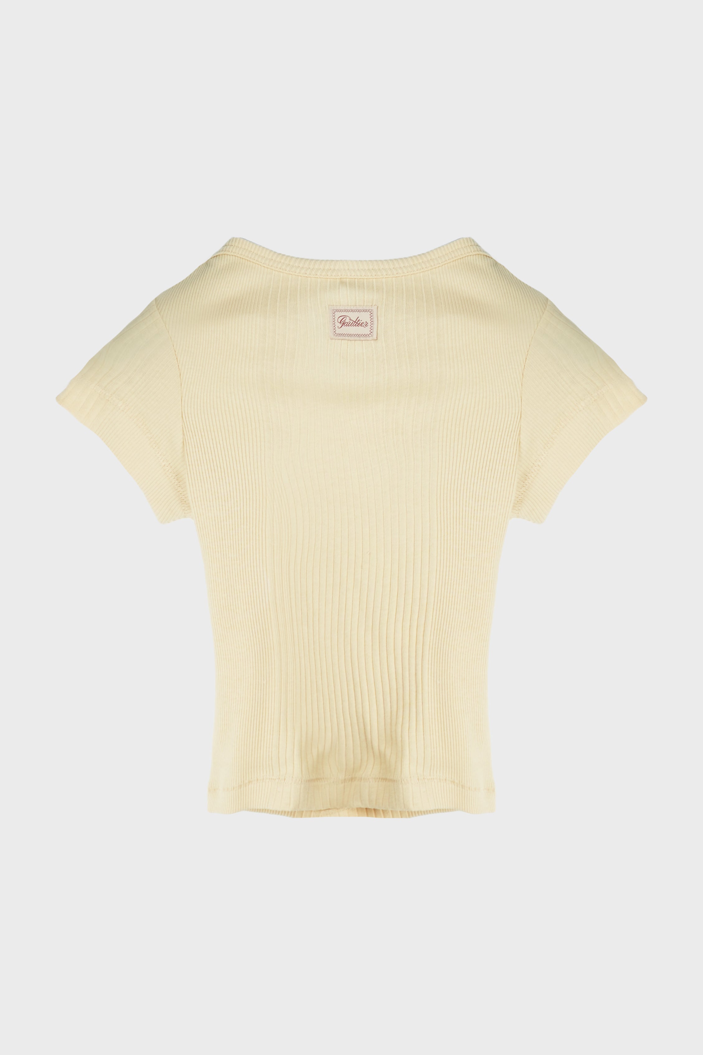 CROPPED BABY TEE W/ "GAULTIER" PATCH