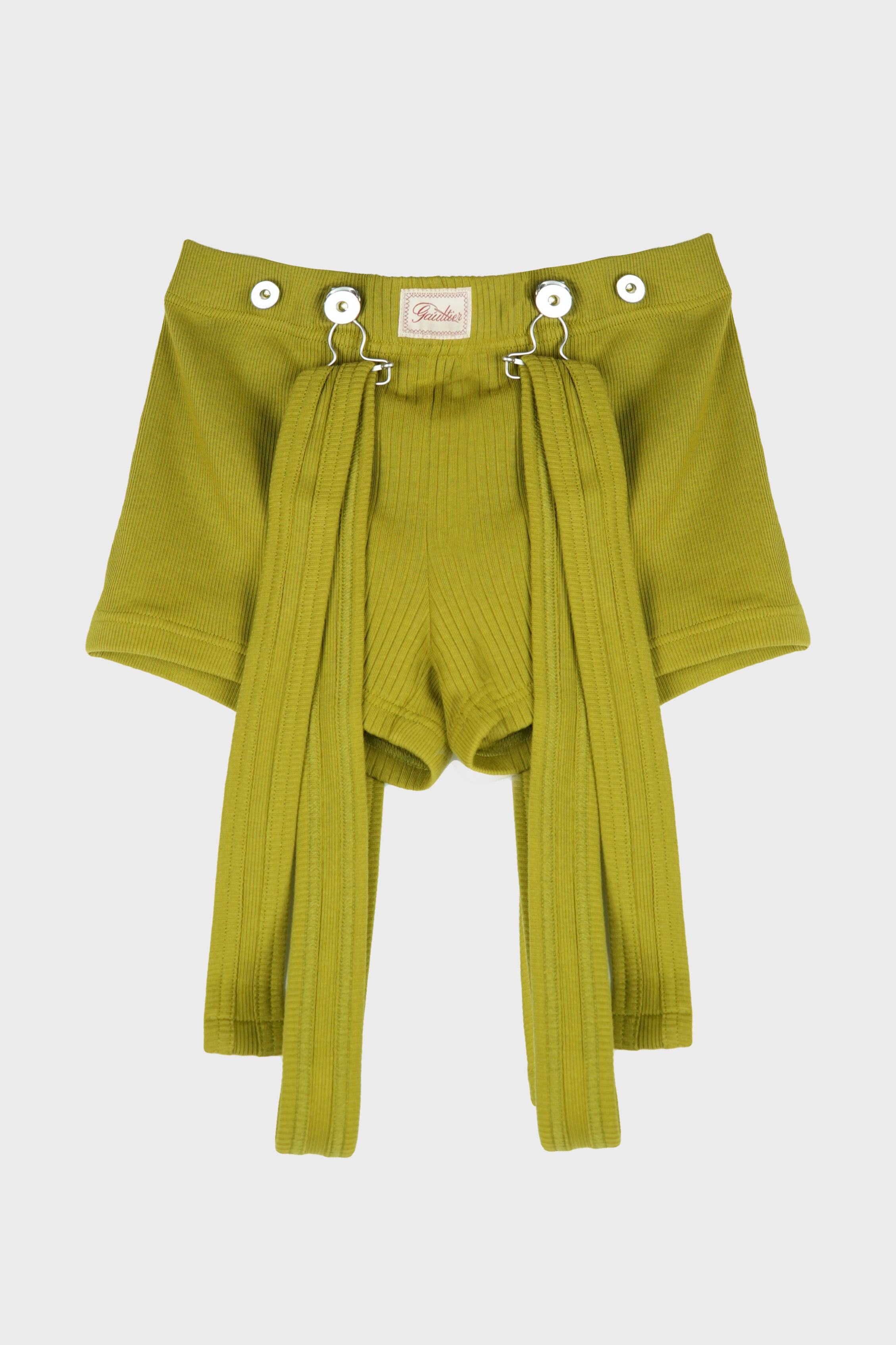 SHORT W/ "GAULTIER" PATCH & OVERALL BUCKLES GREEN