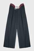 WIDE TAILORED TROUSERS WITH INTEGRATED LEATHER BELT