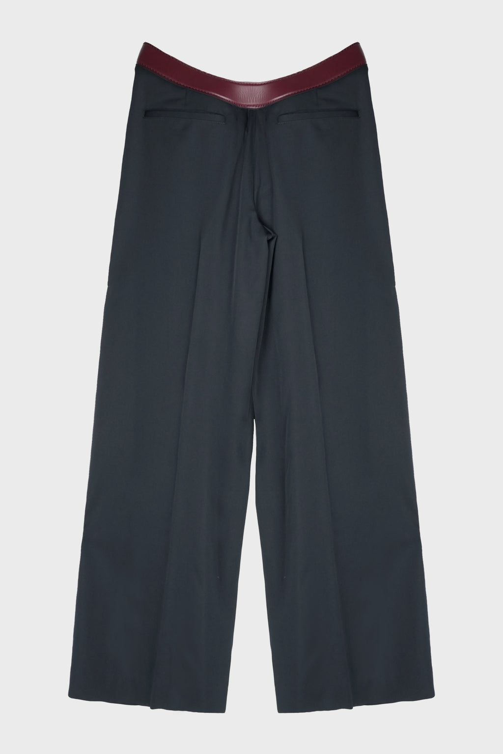 WIDE TAILORED TROUSERS WITH INTEGRATED LEATHER BELT
