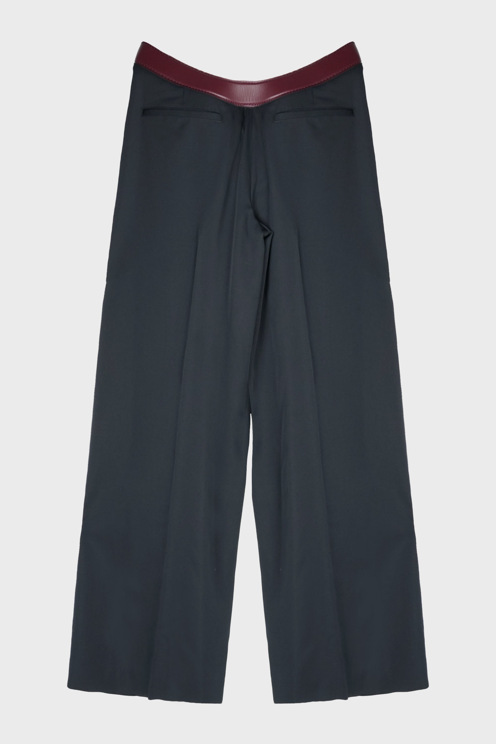 WIDE TAILORED TROUSERS WITH INTEGRATED LEATHER BELT