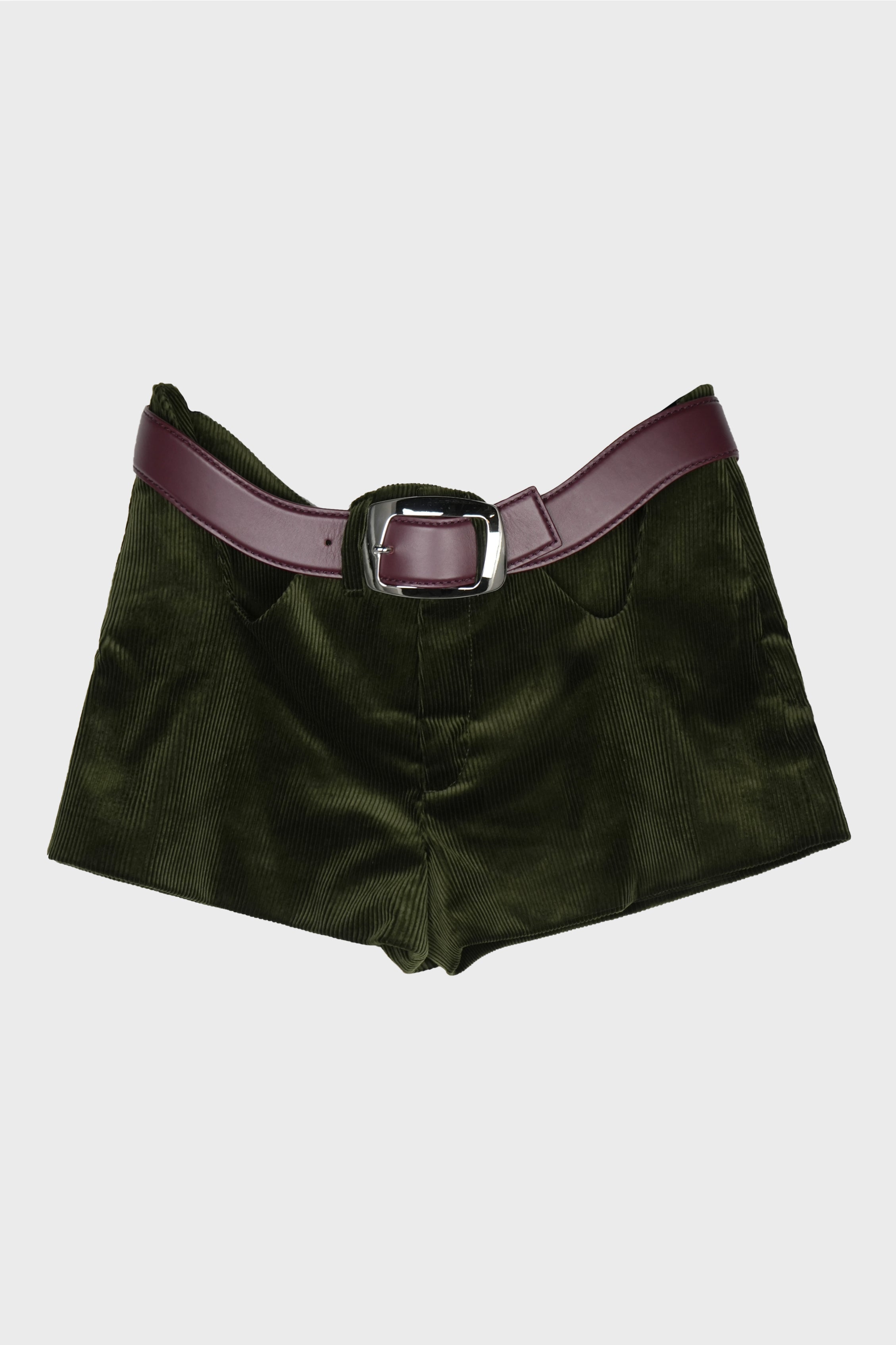 CORDUROY CURVED SHORTS