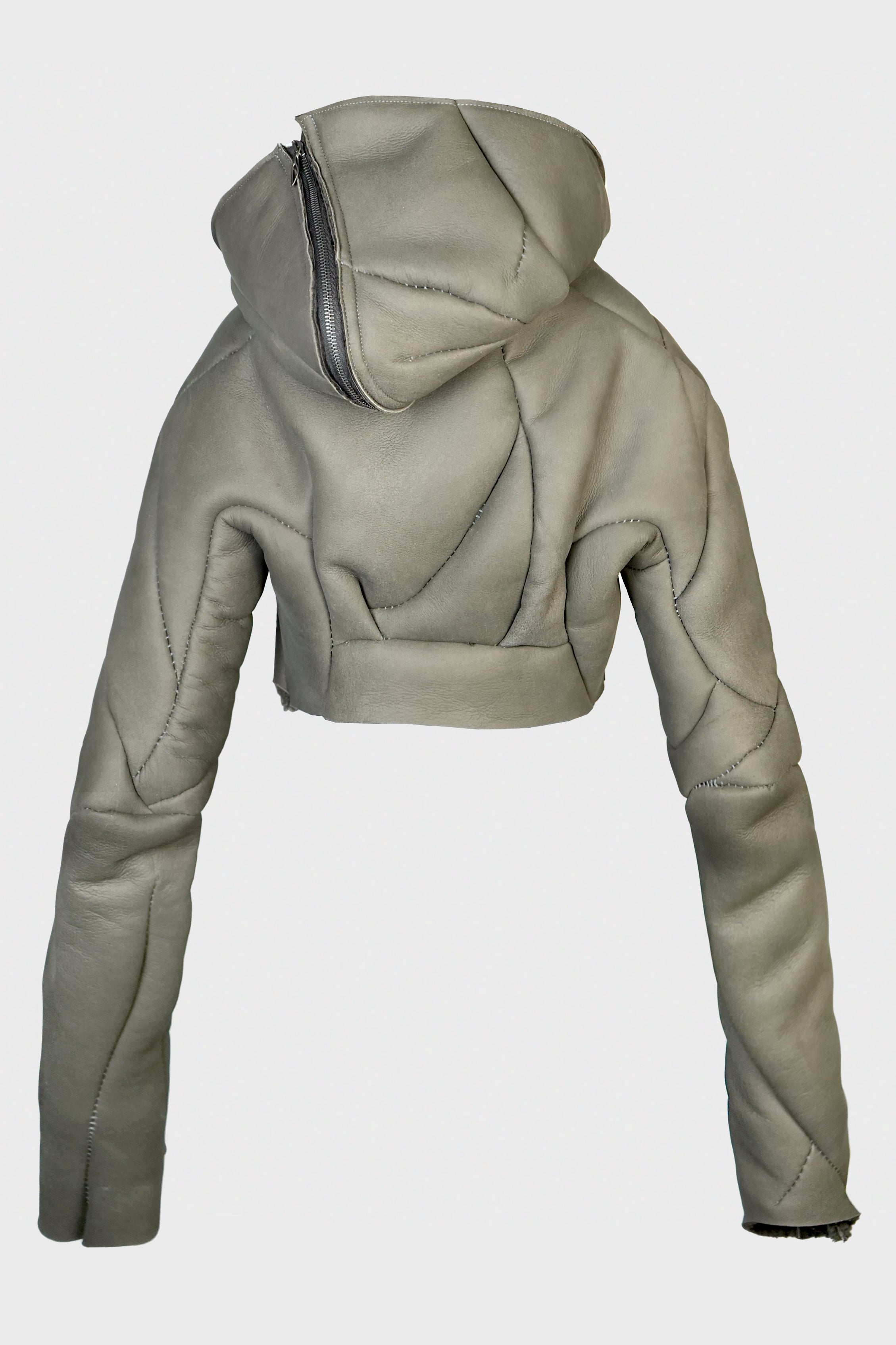 DISTORTION CROPPED HOODED JACKET BROWN