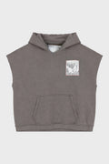 DR. BLUE CUT OFF HOODIE BROWN