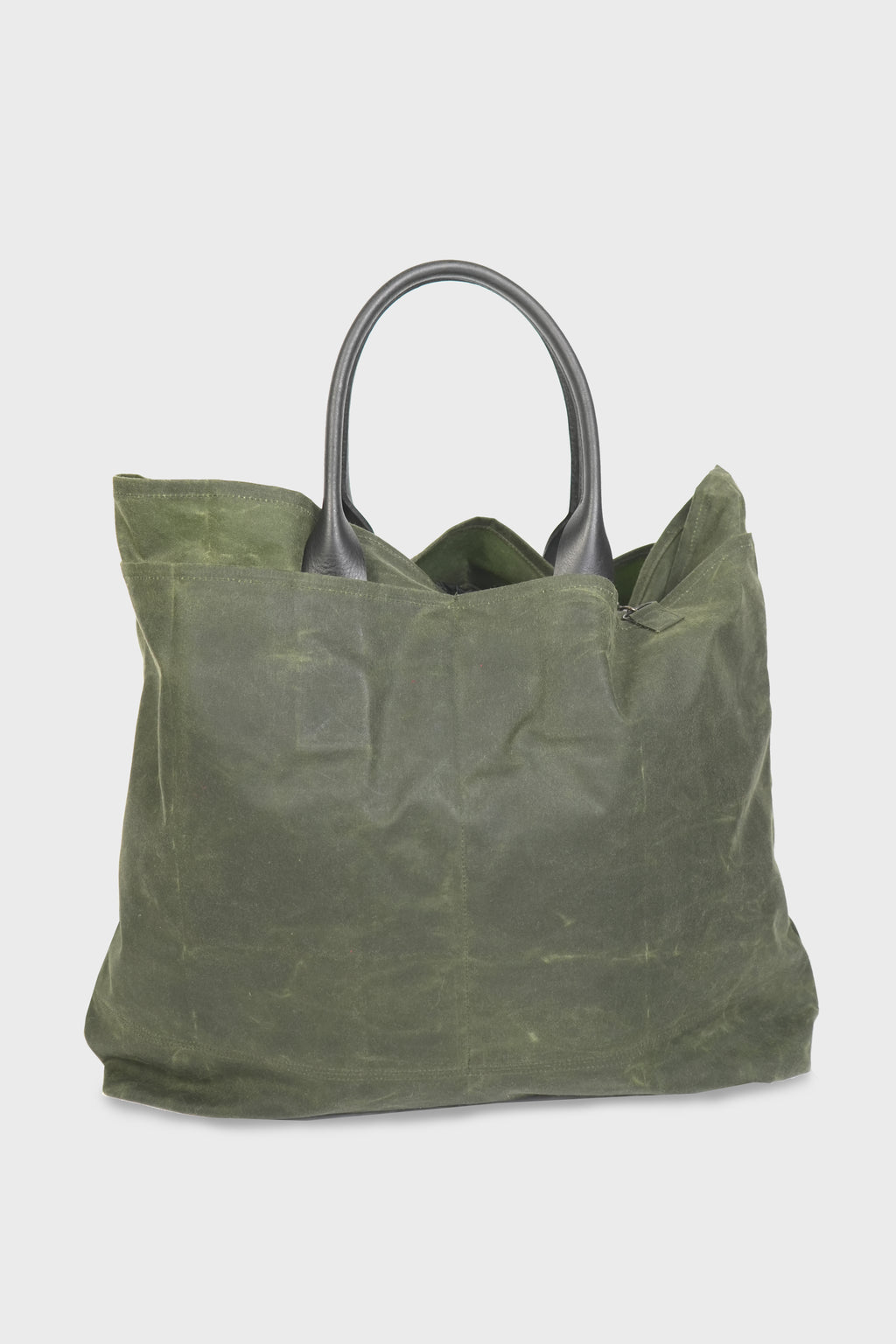 U BROKE ME WAXED CANVAS TOTE BAG GREEN