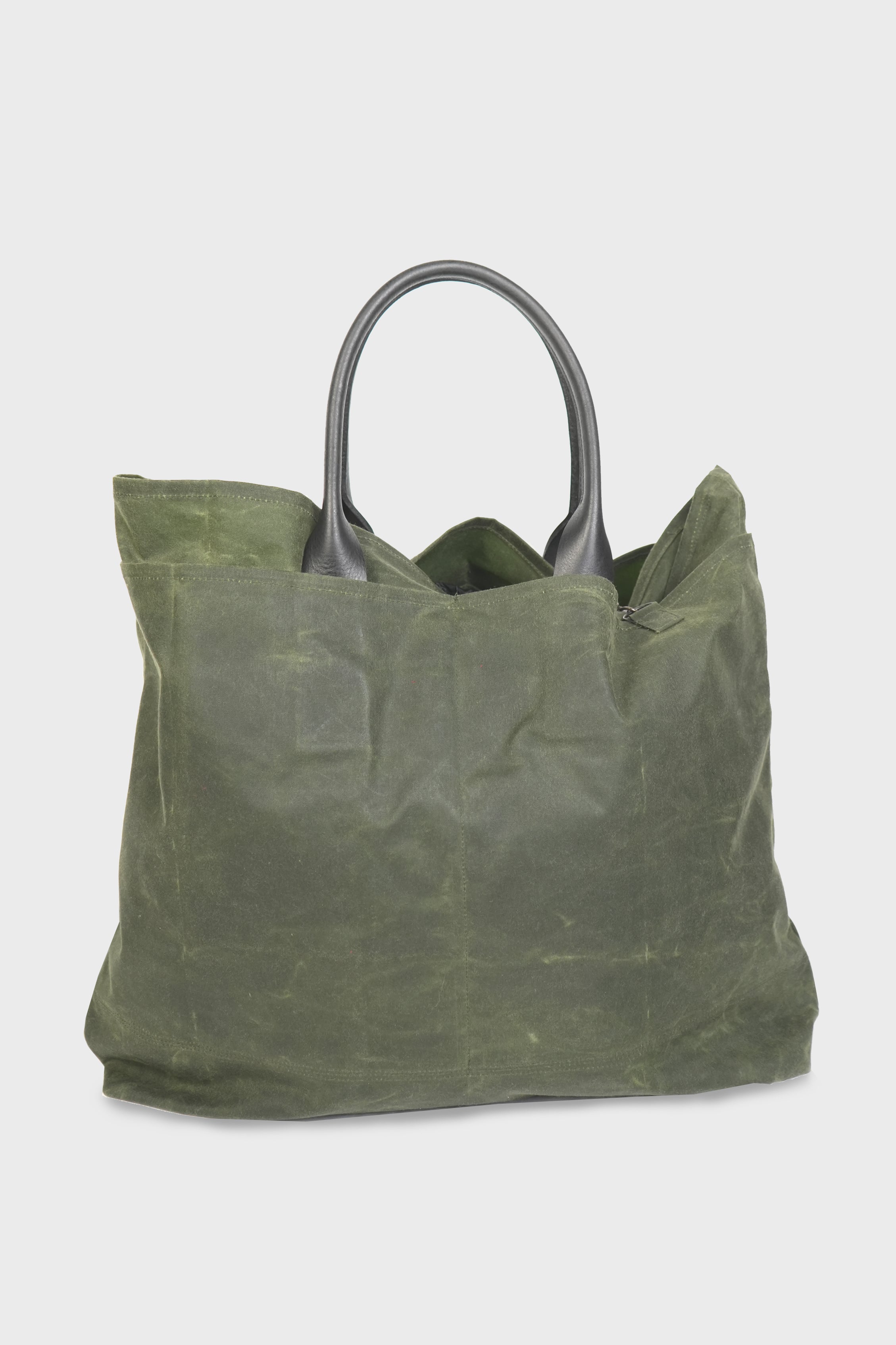 U BROKE ME WAXED CANVAS TOTE BAG GREEN