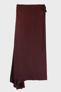 EVELINE LONG BIAS SKIRT CADY SATIN MAHOGANY