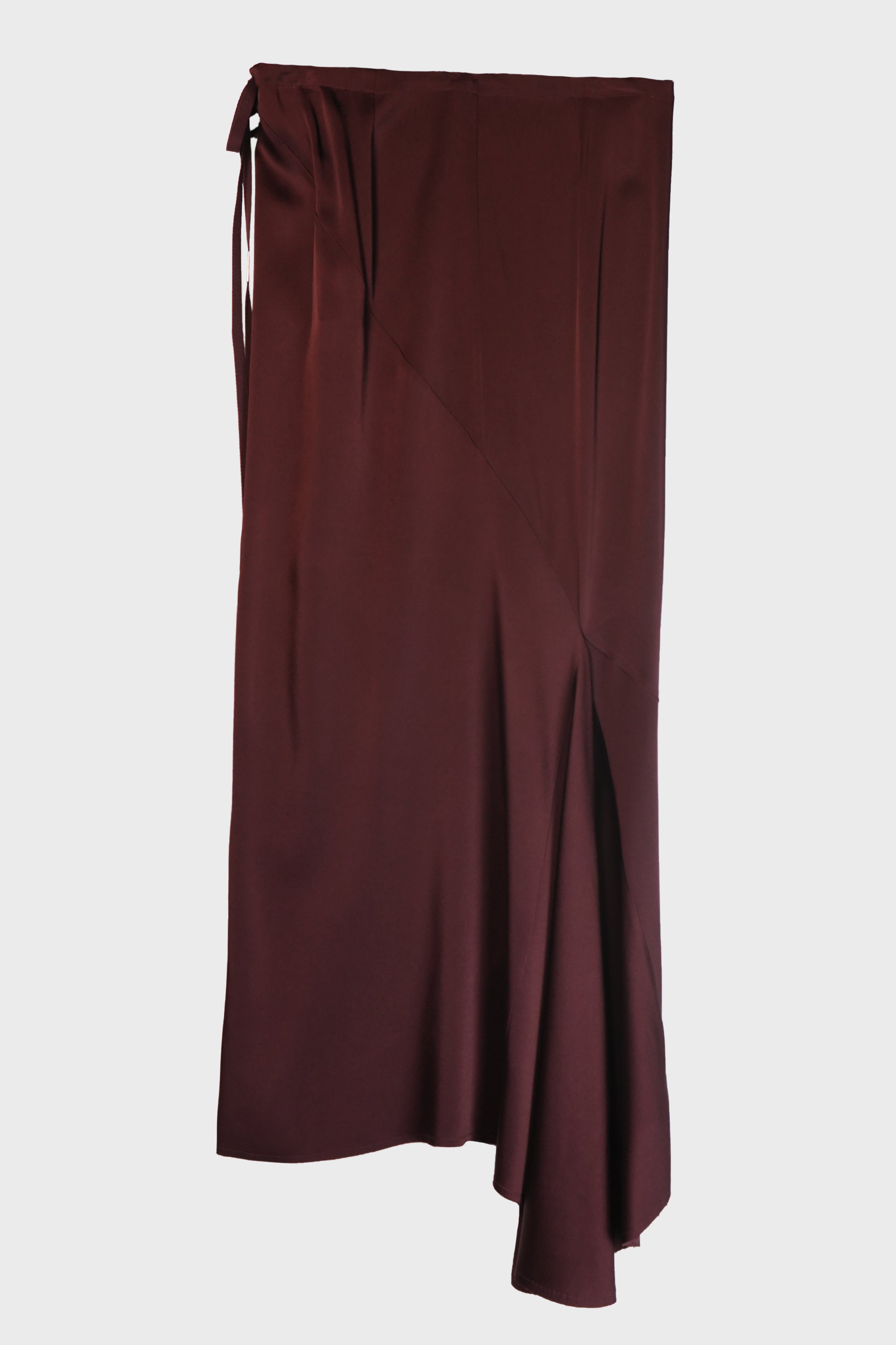 EVELINE LONG BIAS SKIRT CADY SATIN MAHOGANY