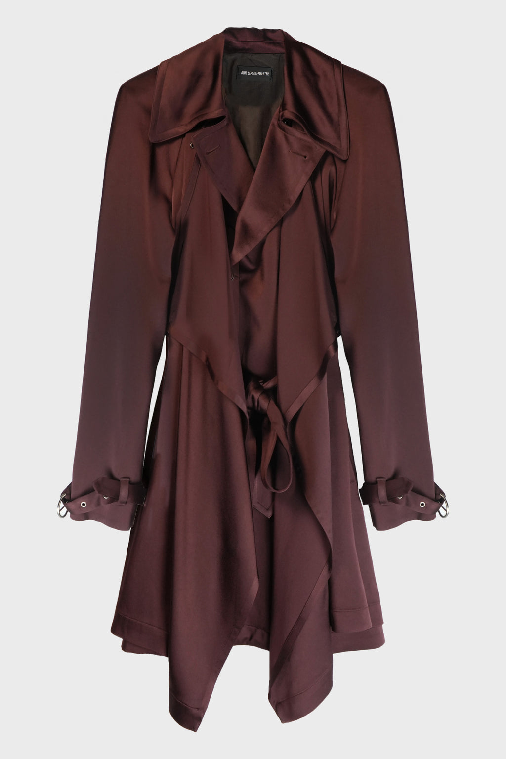 REPPA FLUID DRAPED TRENCH CADY SATIN MAHOGANY