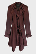 REPPA FLUID DRAPED TRENCH CADY SATIN MAHOGANY