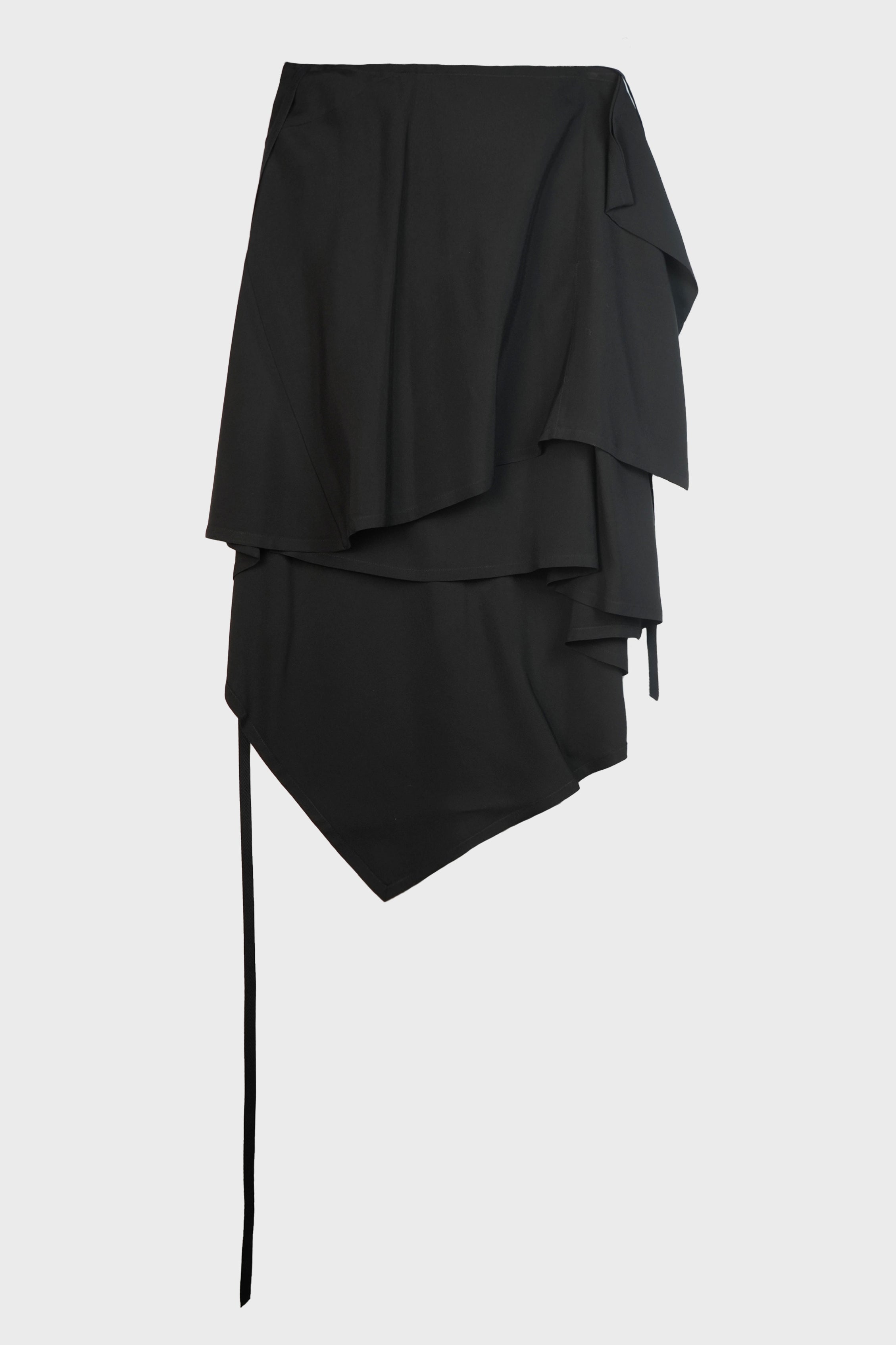 BIRIT ASYMMETRICAL WRAP SKIRT BLACK