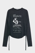 DOT CROPPED LONG SLEEVES TOP "DEAR DIARY" FADED BLACK