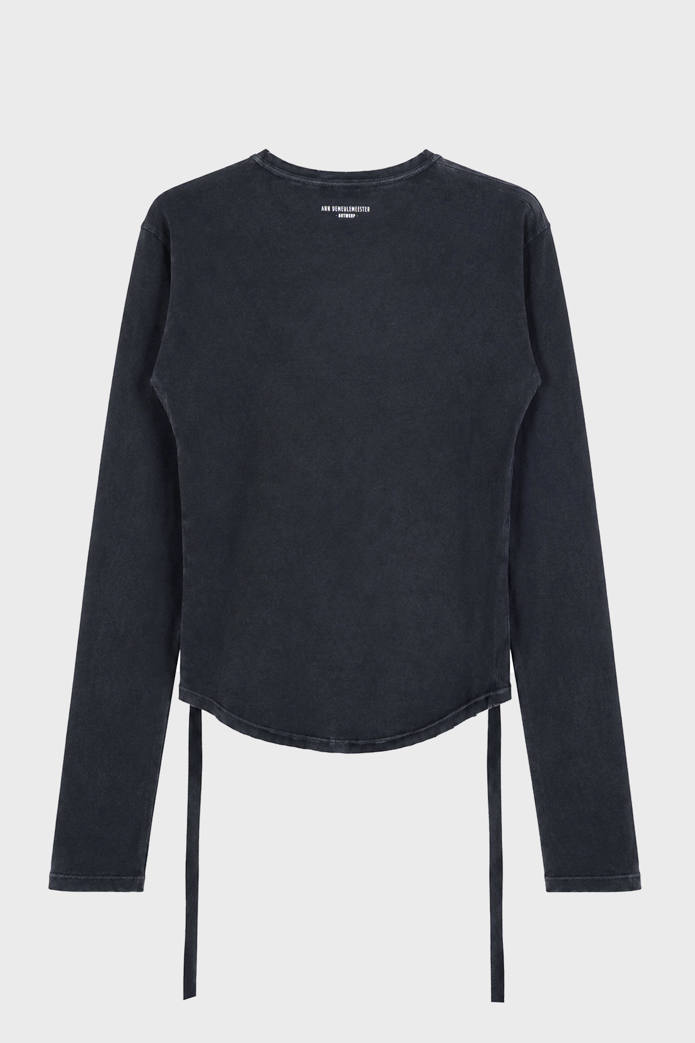 DOT CROPPED LONG SLEEVES TOP "DEAR DIARY" FADED BLACK
