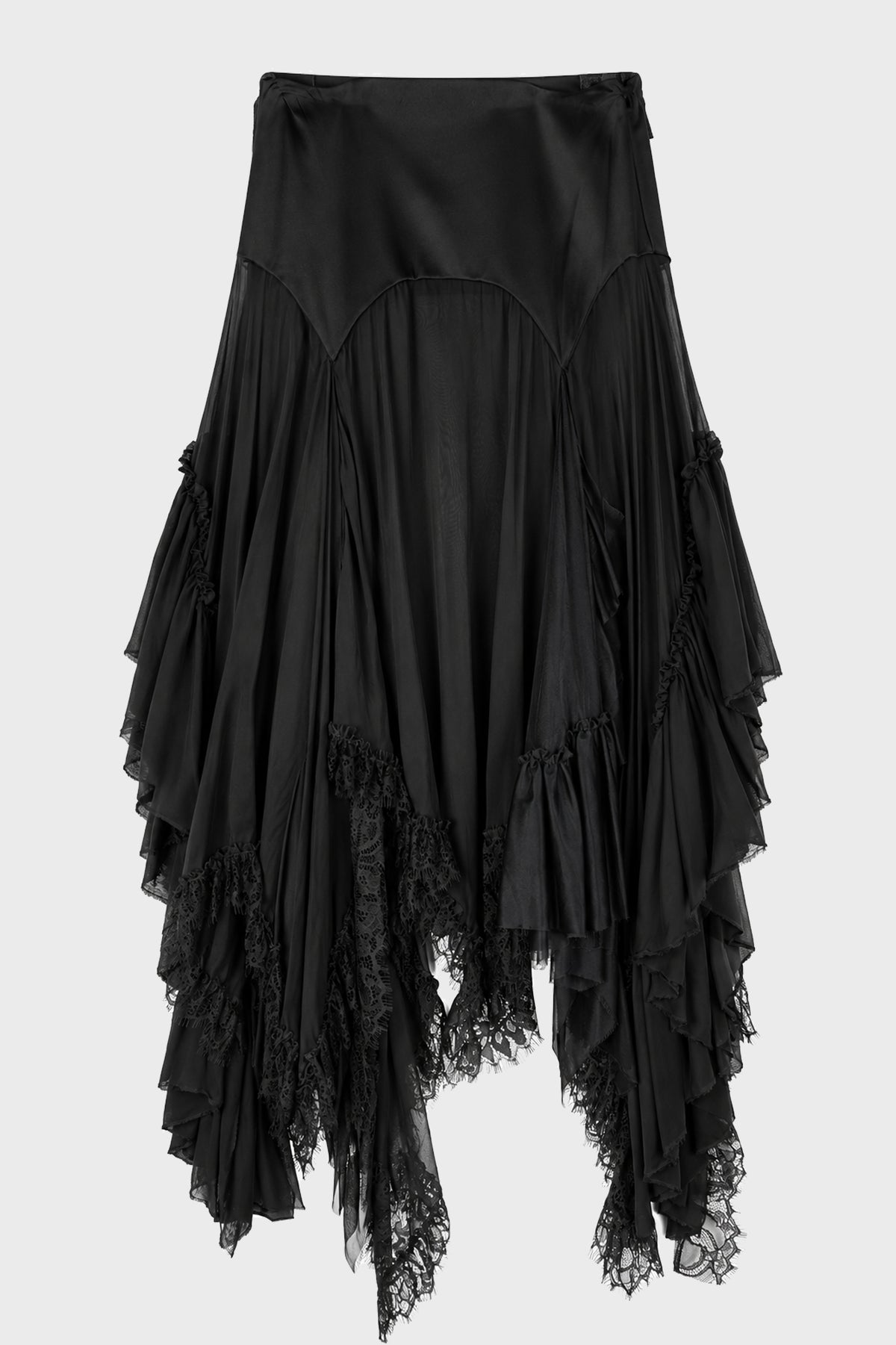 AINA MIDI PANEL SKIRT BLACK
