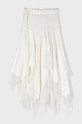 VEGA MIDI SKIRT W/ SILK CHIFFON RUFFLES IVORY
