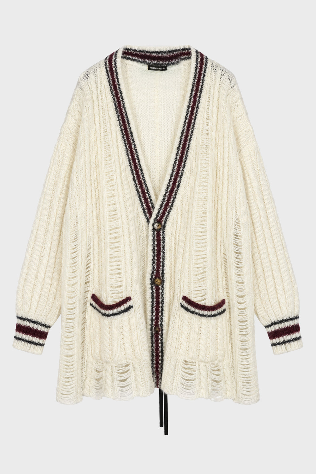 ULVER CABLE KNIT LADDER STITCH CARDIGAN WARM WHITE