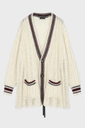 ULVER CABLE KNIT LADDER STITCH CARDIGAN WARM WHITE