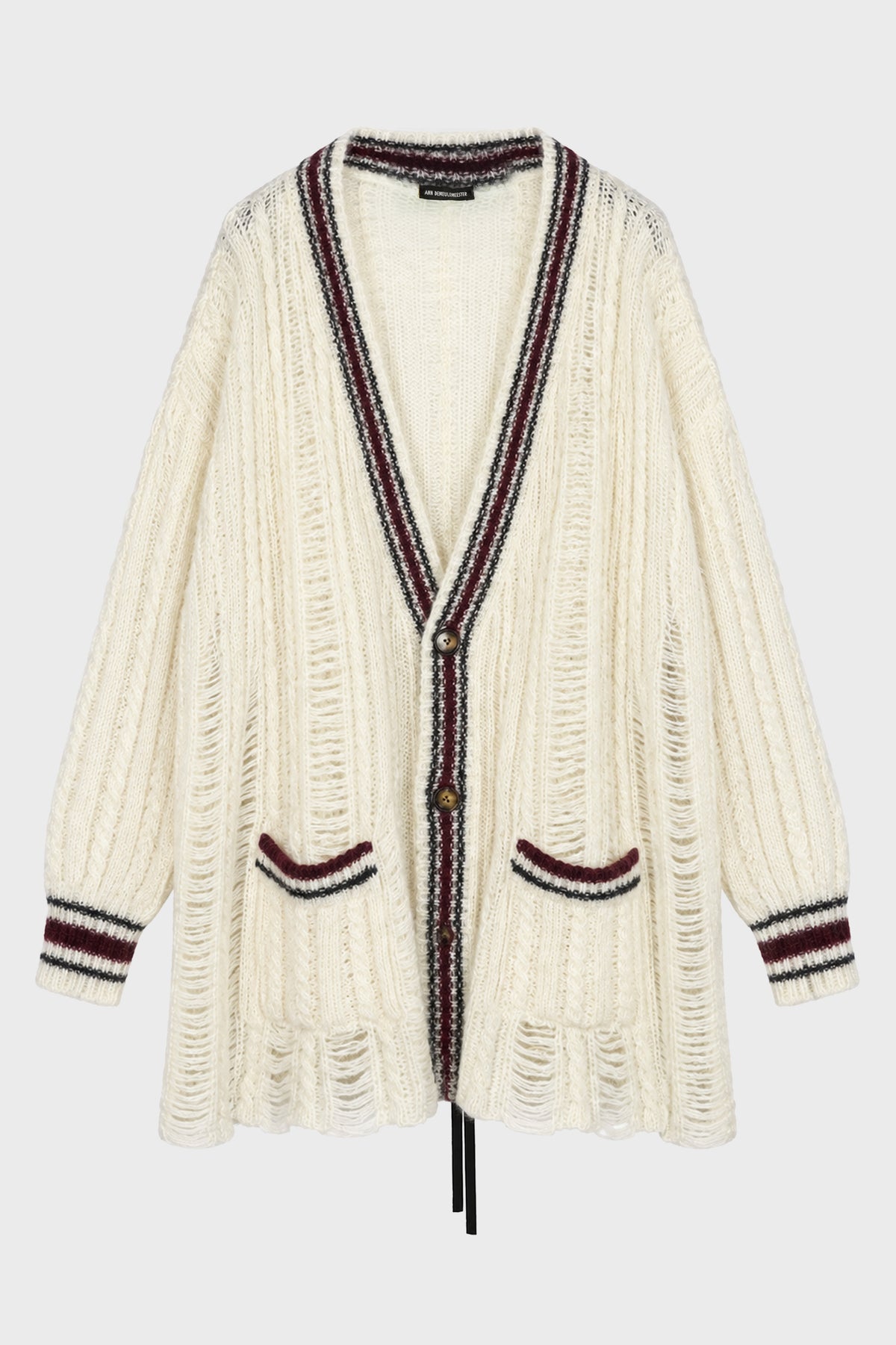 ULVER CABLE KNIT LADDER STITCH CARDIGAN WARM WHITE