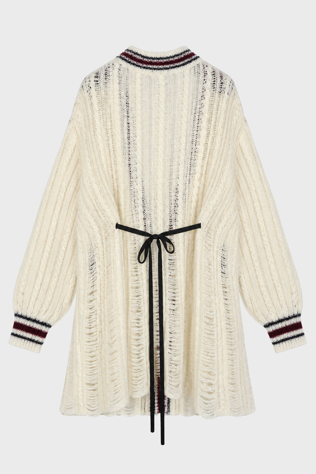 ULVER CABLE KNIT LADDER STITCH CARDIGAN WARM WHITE